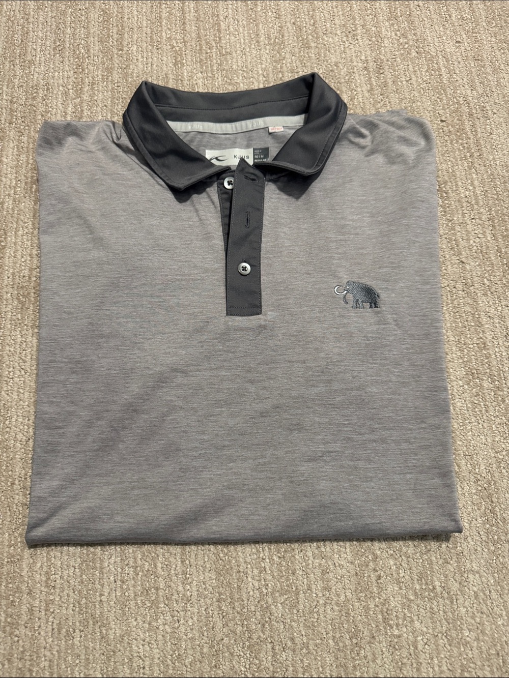 KJUS Luca Golf Polo Men M Gray Mammoth Dunes Performance UPF 50 Stretch